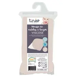 Tinéo Toilette Housse de Matelas à Langer en Viscose de Bambou Écru