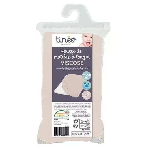 Tinéo Toilet Cover for Changing Mat in Ecru Bamboo Viscose