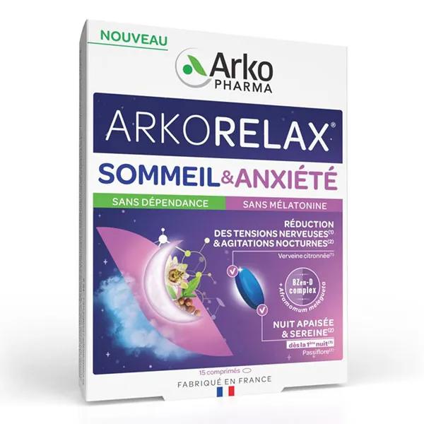 Arkopharma Arkorelax Sommeil & Anxiété Passiflore Verveine Citronnée Vitamine B3 15 comprimés