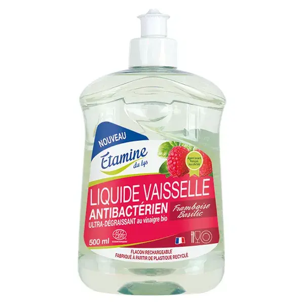 Étamine du Lys Liquide Vaisselle Antibactérien Ecocert Framboise - Basilic 500ml