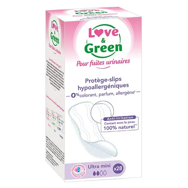 Love & Green Protèges Slips pour Fuites Urinaires Ultra Mini 28 unités
