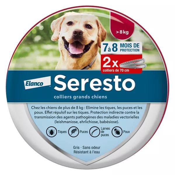Seresto pour Chien Collier Anti Puces et Anti Tiques plus 8kg 2 unités