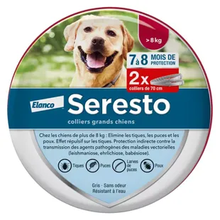 Seresto Collare Cane di Taglia Grande Anti Pulci e Anti Zecche +8kg 2 unità