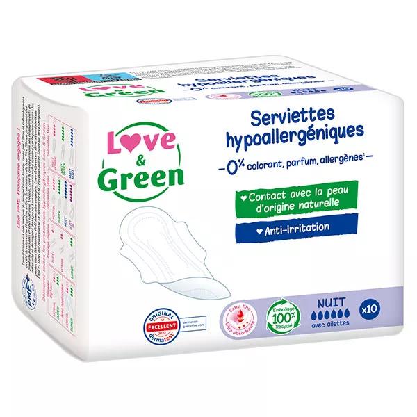 Love & Green Hypoallergenic Anti-Irritation Night Menstrual Pad x 10 