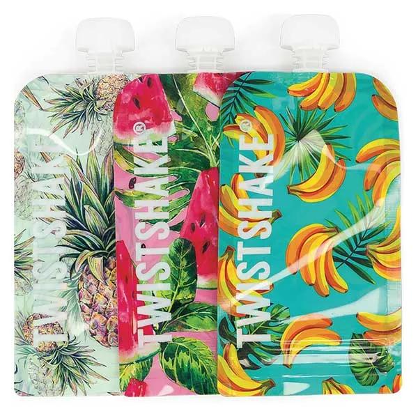 Twistshake Gourdes Réutilisables Fruits Lotto di 3 x 220ml