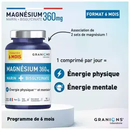 Granions Double Magnésium 360 mg Format Eco 6 Mois 180 comprimés