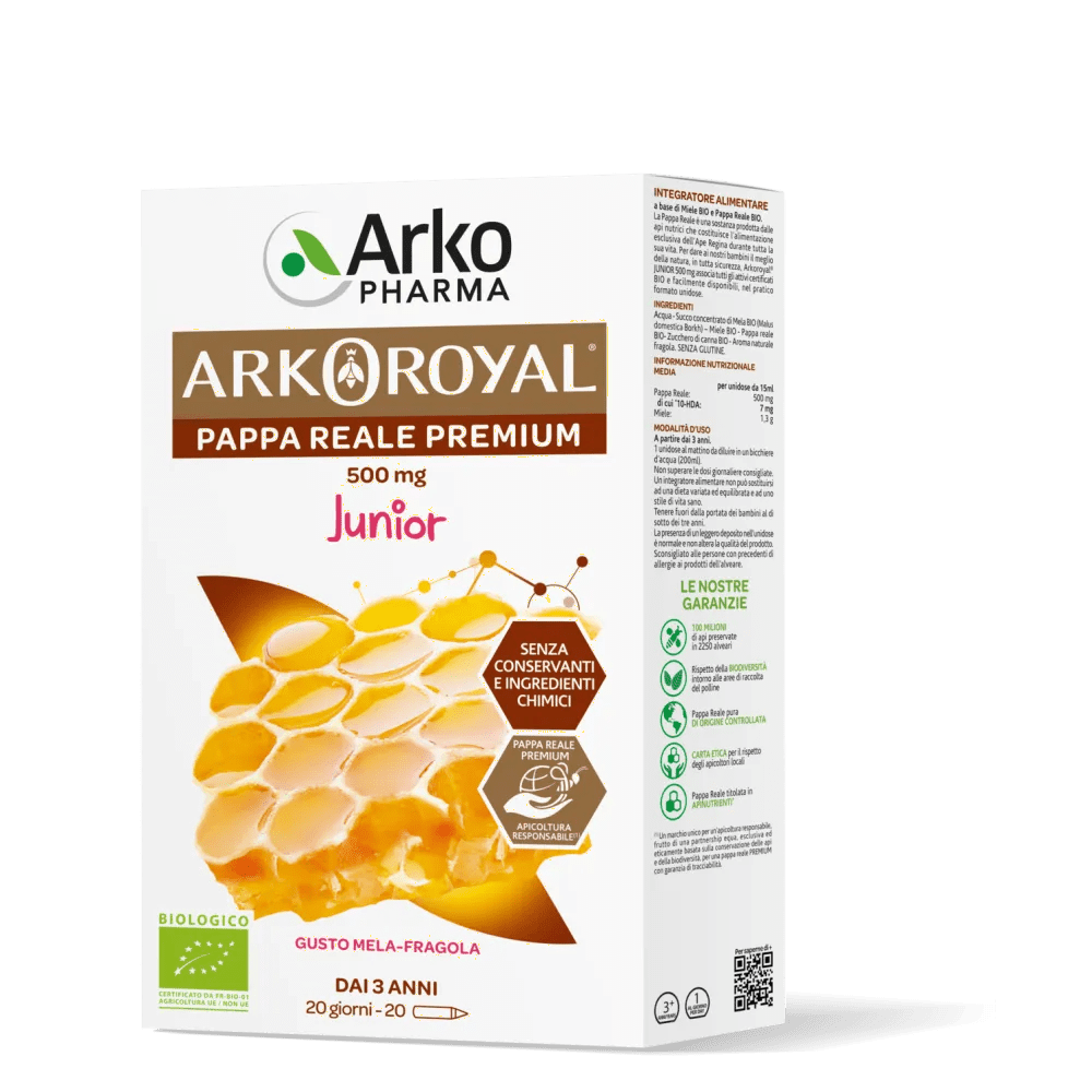 Arkopharma Arkoroyal Junior Pappa Reale Premium Integratore 20 Flaconcini