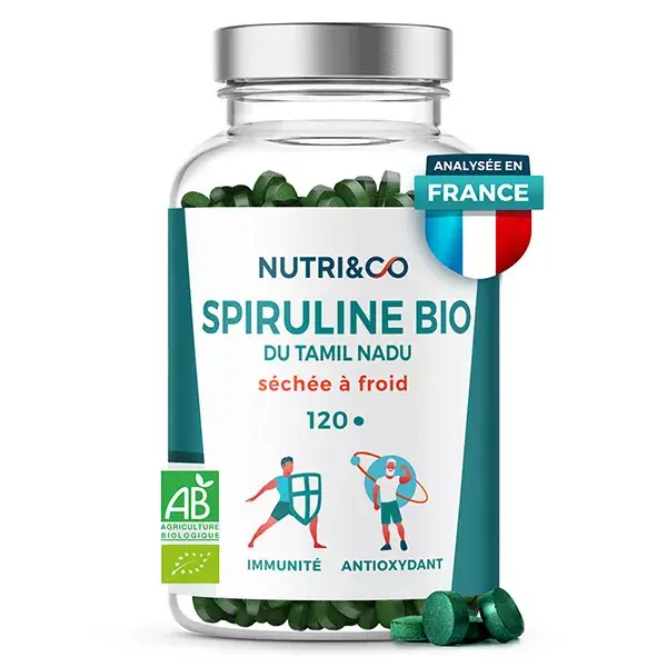 Nutri&Co Spiruline Bio Immunité et Tonus Vegan 120 comprimés