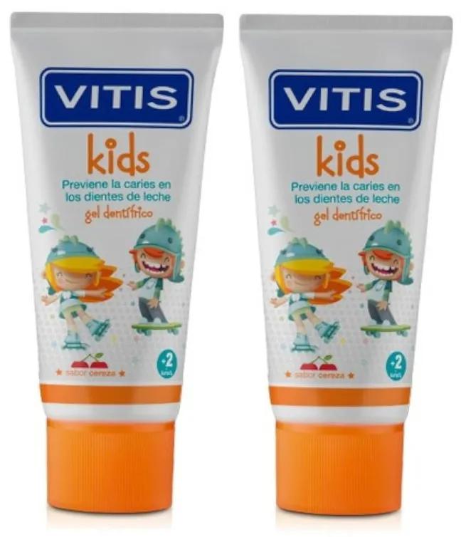 Vitis Kids Dentifricio Gel Al Gusto Ciliegia 2x50 ml