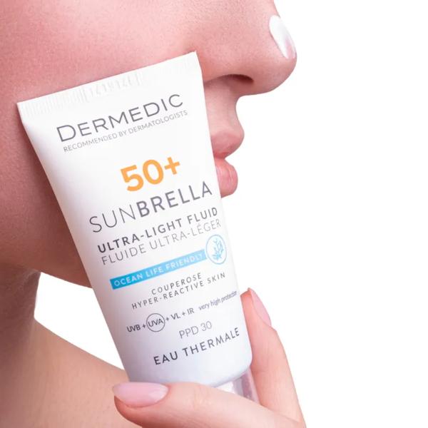 Dermedic Sunbrella Ultralight Fluid für Koperose und hyperreaktive Haut LSF 50+ 40 ml