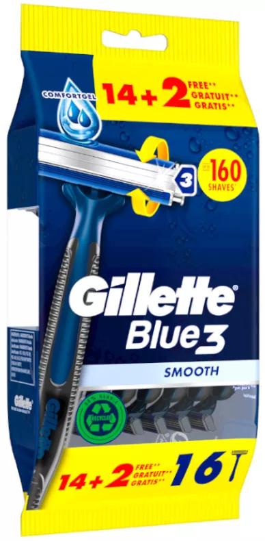 Gillette Blue3 Smooth Lâminas Descartáveis 14+2 uds