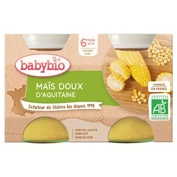 Babybio Légumes Pot Maïs Doux +6m Bio 2 x 130g