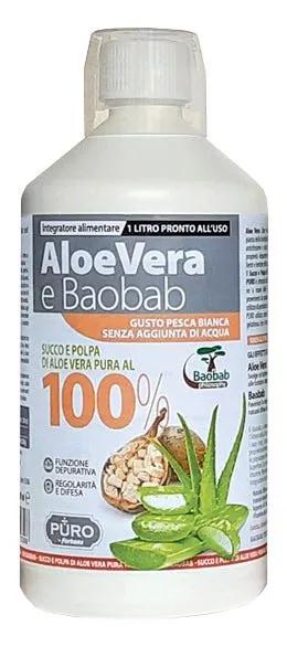 Forhans Puro Aloe Vera Succo E Polpa 100% + Baobab Gusto Pesca