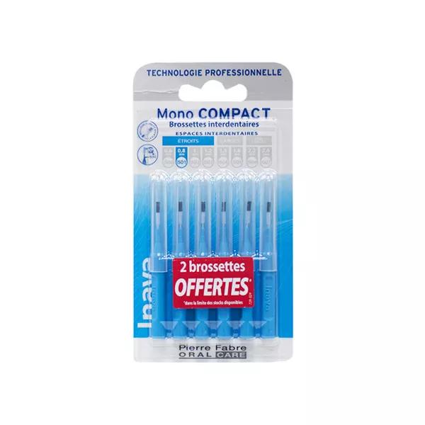 Inava Cepillos 0,8mm Mono Compact Espacios Estrechos Azul 4 unidades +2 gratis