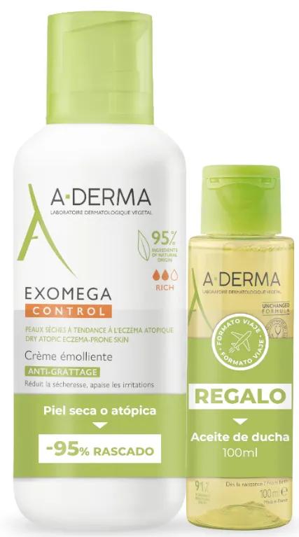 A-Derma Exomega Control Crème Émolliente 400 ml + Huile de Douche 100 ml