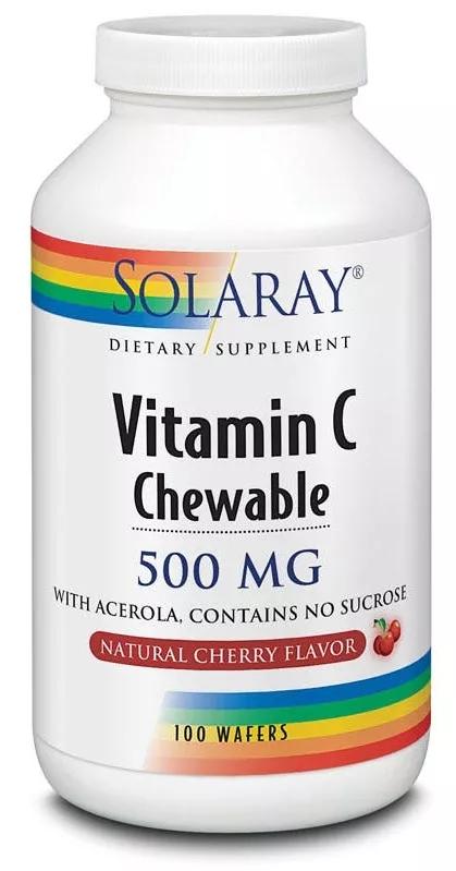 Vitamine C 500mg Solaray 100 Comprimés à Croquer Cerise