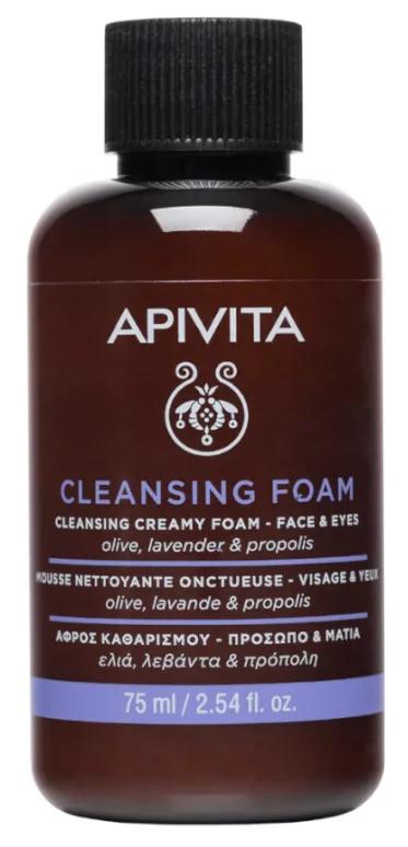 Apivita Mini Gesichtscreme und Augenreinigungsschaum mit Olive und Lavendel 75ml