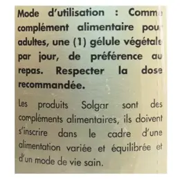 Solgar Vitamine B5 -Acide Pantothénique- 550mg 50 gélules végétales