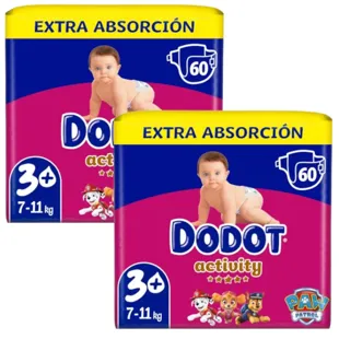 Fraldas Dodot Activity Extra T3+ (7-11 Kg) 2x60 unidades
