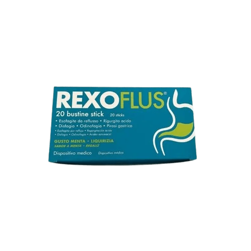 Rexoflus Integratore Contro il Reflusso Gusto Menta e Liquirizia 20 Stick