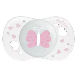 Luc et Léa Sucette Silicone Papillon Rose 0-2m