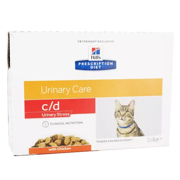 Hill's Prescription Diet Feline C/D Urinary Stress Aliment Humide Poulet 12 x 85g