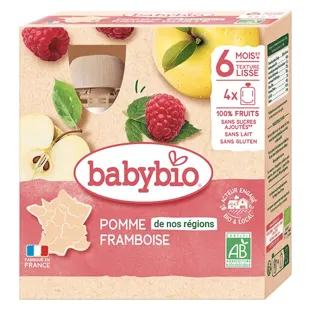 Babybio Mes Fruits Purea Mela Lampone dai 6 mesi 4 x 90g