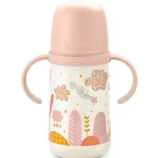 Suavinex Gobelet d'Apprentissage avec Bec et Anses en Silicone Rose +6m 270 ml