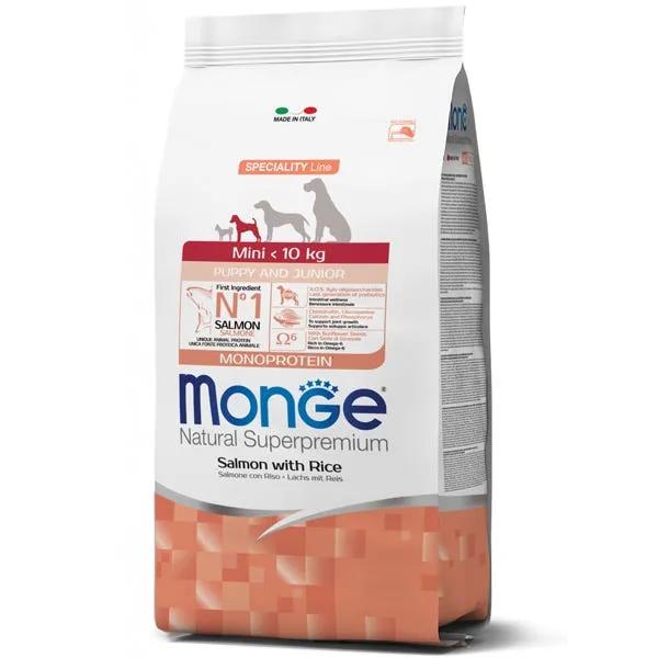 Monge Mini Puppy & Junior Salmone Con Riso Cibo Secco Cani Cuccioli Taglia Mini Sacco 2,5Kg