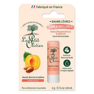 Le Petit Olivier - Balsamo labbra - Cura e lucentezza - Oli di albicocca e mandorle dolci 4 g