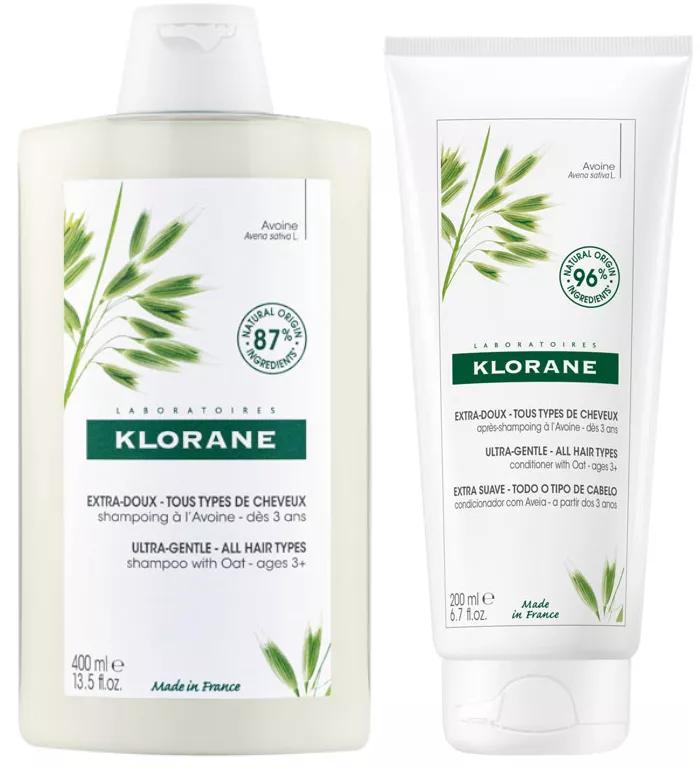 Klorane Shampoing à l'Avoine 400 ml + Après-Shampooing 200 ml