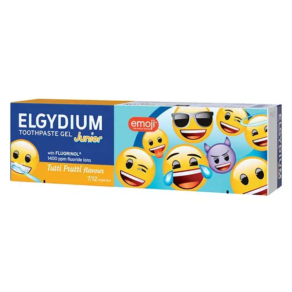 Elgydium Bébé & Enfant Dentifrice Junior 7-12 ans Emoji Goût Tutti Frutti 50ml