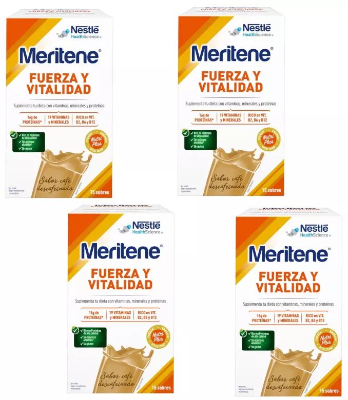 Barritas y suplementos: MERITENE FUERZA Y VITALIDAD SABOR CAFÉ DESCAFEINADO  15 SOBRES