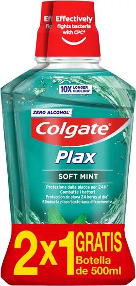 Colgate Plax Soft Mint Bain de Bouche Antibactérien 2x500 ml