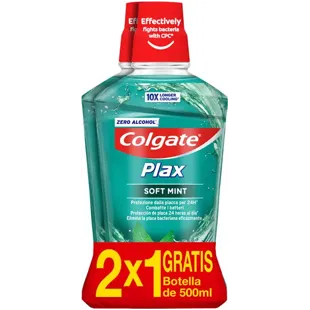 Colgate Plax Soft Mint Enjuague Bucal Antibacteriano 2x500 ml