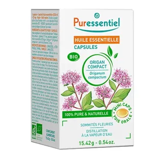 Capsule di olio essenziale Puressentiel, capsule compatte biologiche di origano, 60 capsule
