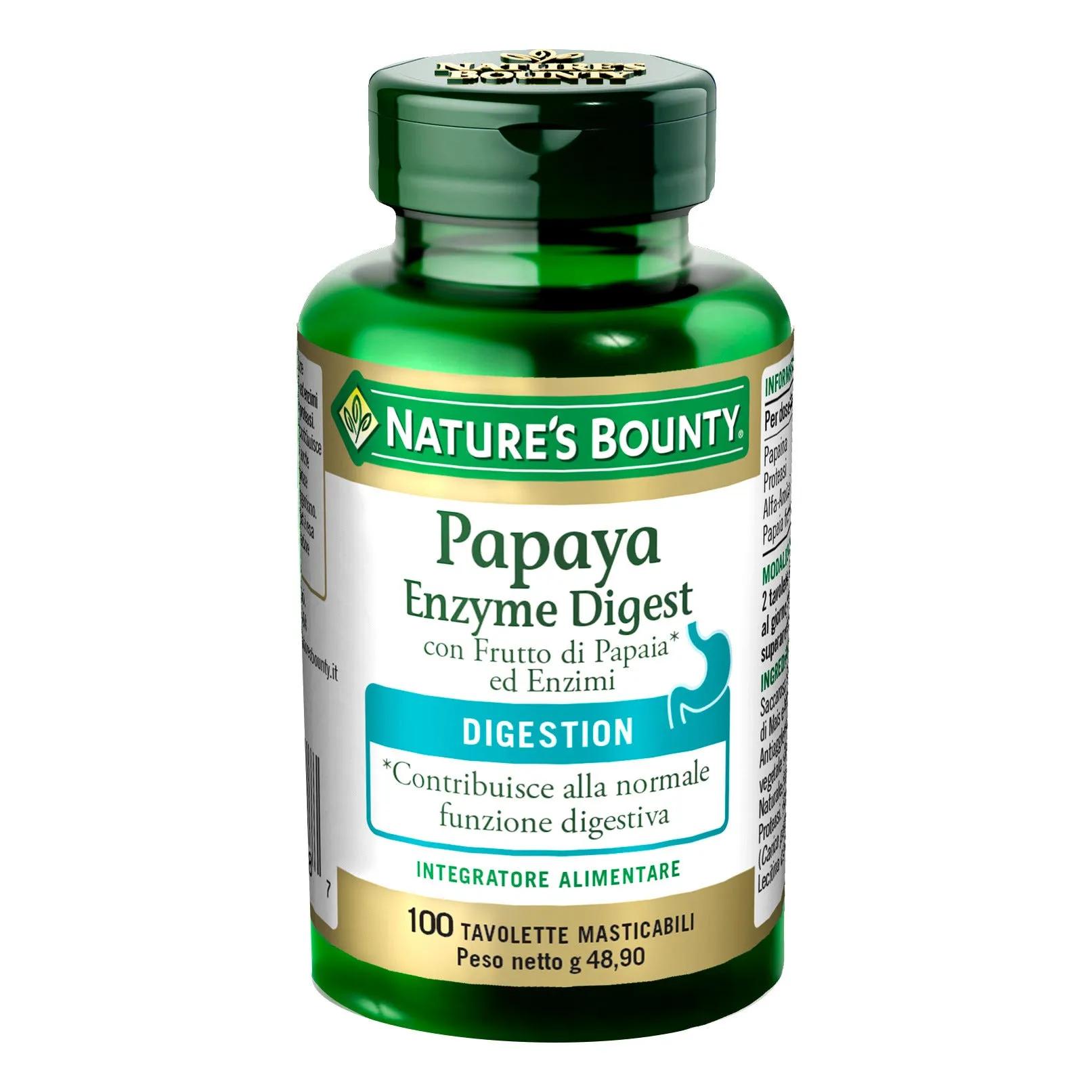 Nature's Bounty Papaya Enzyme Digest integratore 100 Tavolette