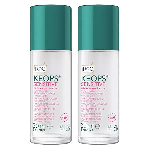 Keops Déodorant à Bille Peau Sensible - Lot de 2 x 30ml