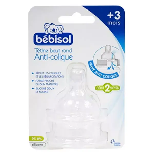 Bébisol Teat Round Tip Anti Colic +6m Flow 2 Medium Set of 2