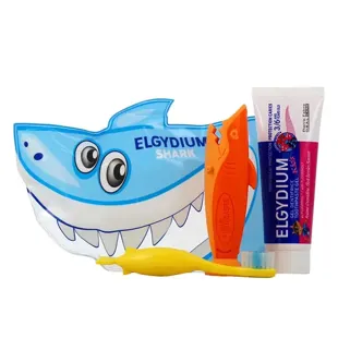 Elgydium Shark Travel Kit 1 BAD shark + dentifricio alla granatina 50 ml