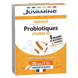 JUVAMINE PROBIOTIQUES VITAMINE D Immunité 20 gélules gastro-résistantes