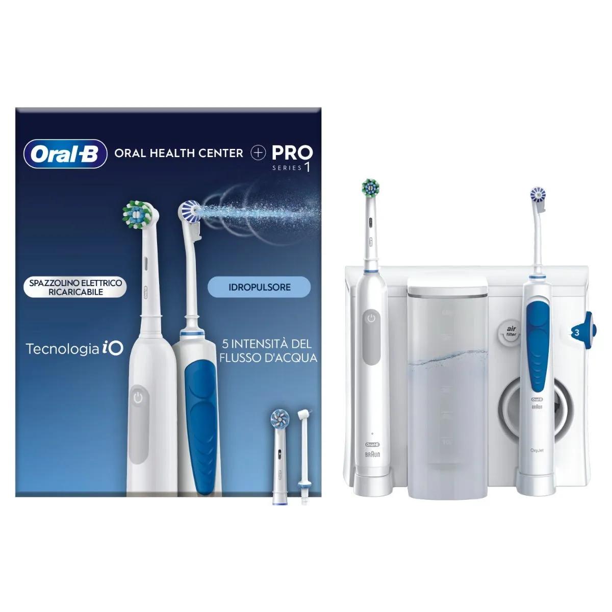 Oral-B Idropulsore con 1 Beccuccio Oxyjet, 1 Beccuccio Con Getto D’acqua + 1 Spazzolino Elettrico Oral-B Pro Series 1 con 2 Testine Di Ricambio