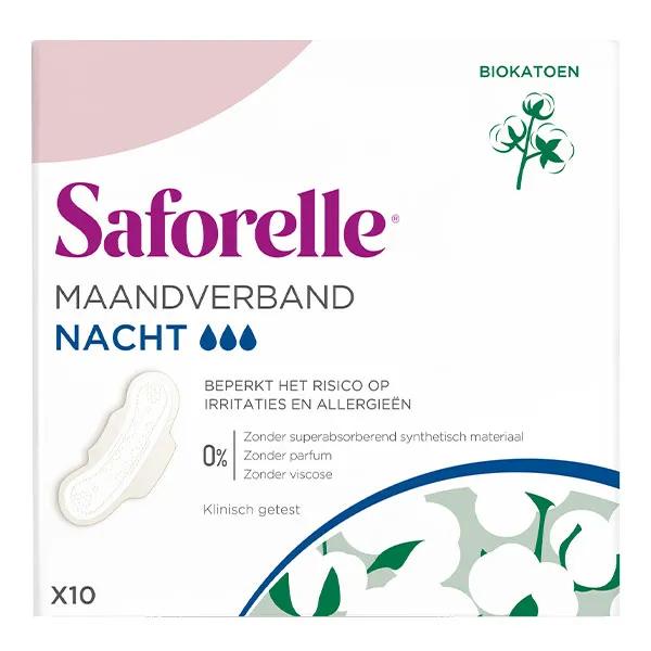 Saforelle Algodón Protect Compresas Noche 10 unidades