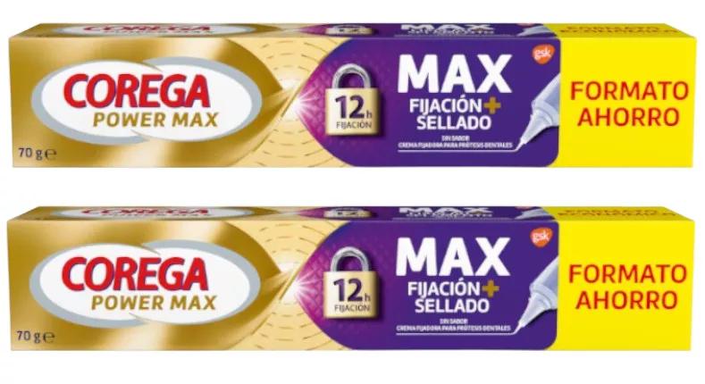 Corega Power Max Fixation + Scellement sans Goût 2x70 gr