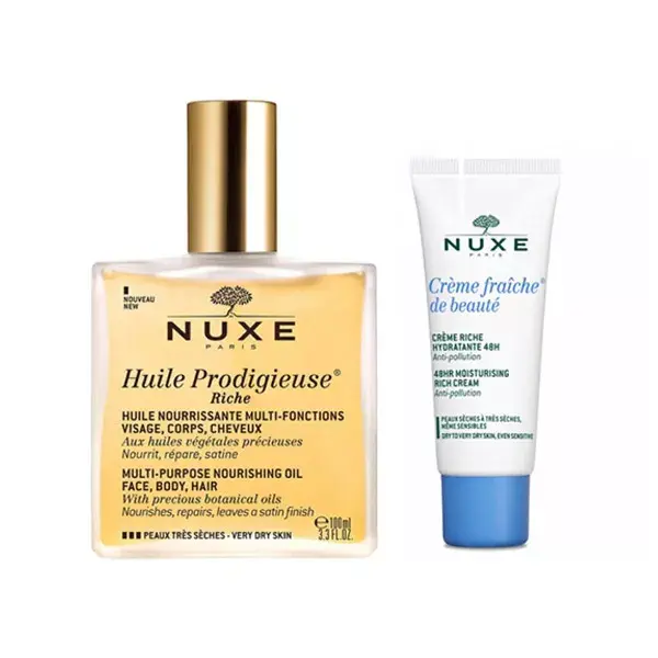 Nuxe Multi-Purpose Nourishing Oil + 48h Moisturising Rich Cream 15ml 