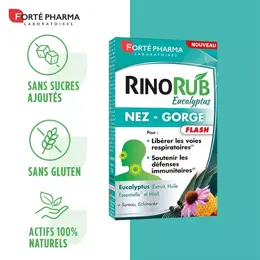 Forté Pharma RinoRub Rhume Nez Toux Gorge Eucalyptus 15 comprimés