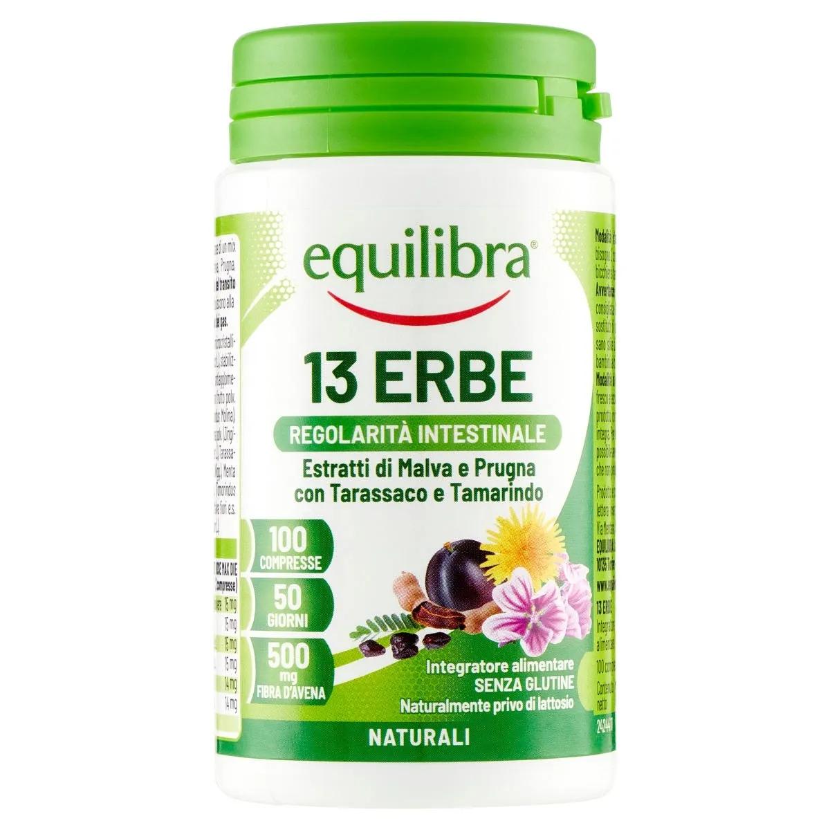 Equilibra 13 Erbe con Fibra Integratore Transito Intestinale 100 Compresse