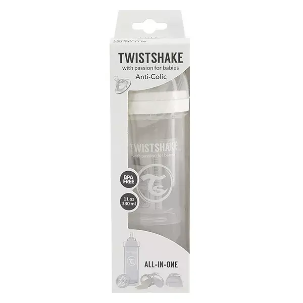 Twistshake Biberon Anti-Colique Blanc +4m 330ml