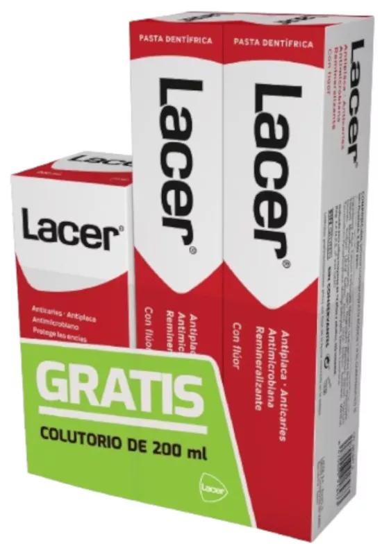 Lacer Pasta Dental Anticaries 2x125 ml +  Enxaguante bucal 200 ml GRATIS