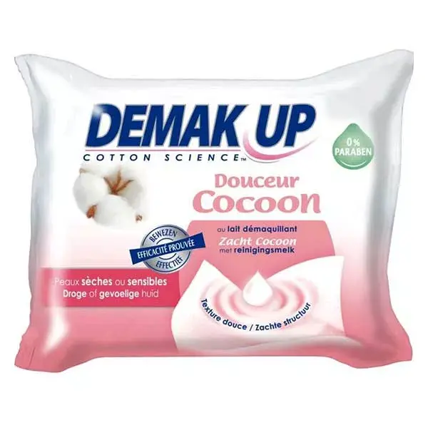 Demak Up wipes soft cotton skin dry and sensitive bag of 25